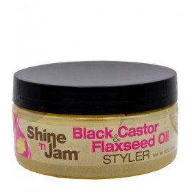 Ampro Shine N Jam Black Castor & Flaxseed Oil Styler Gel 8oz